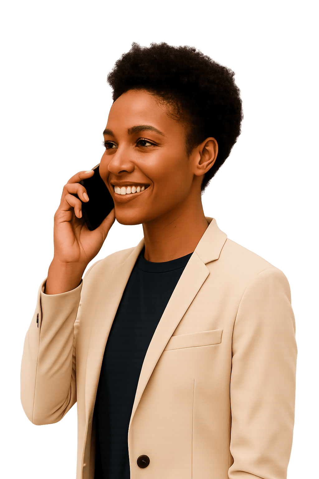 happy client in conversation